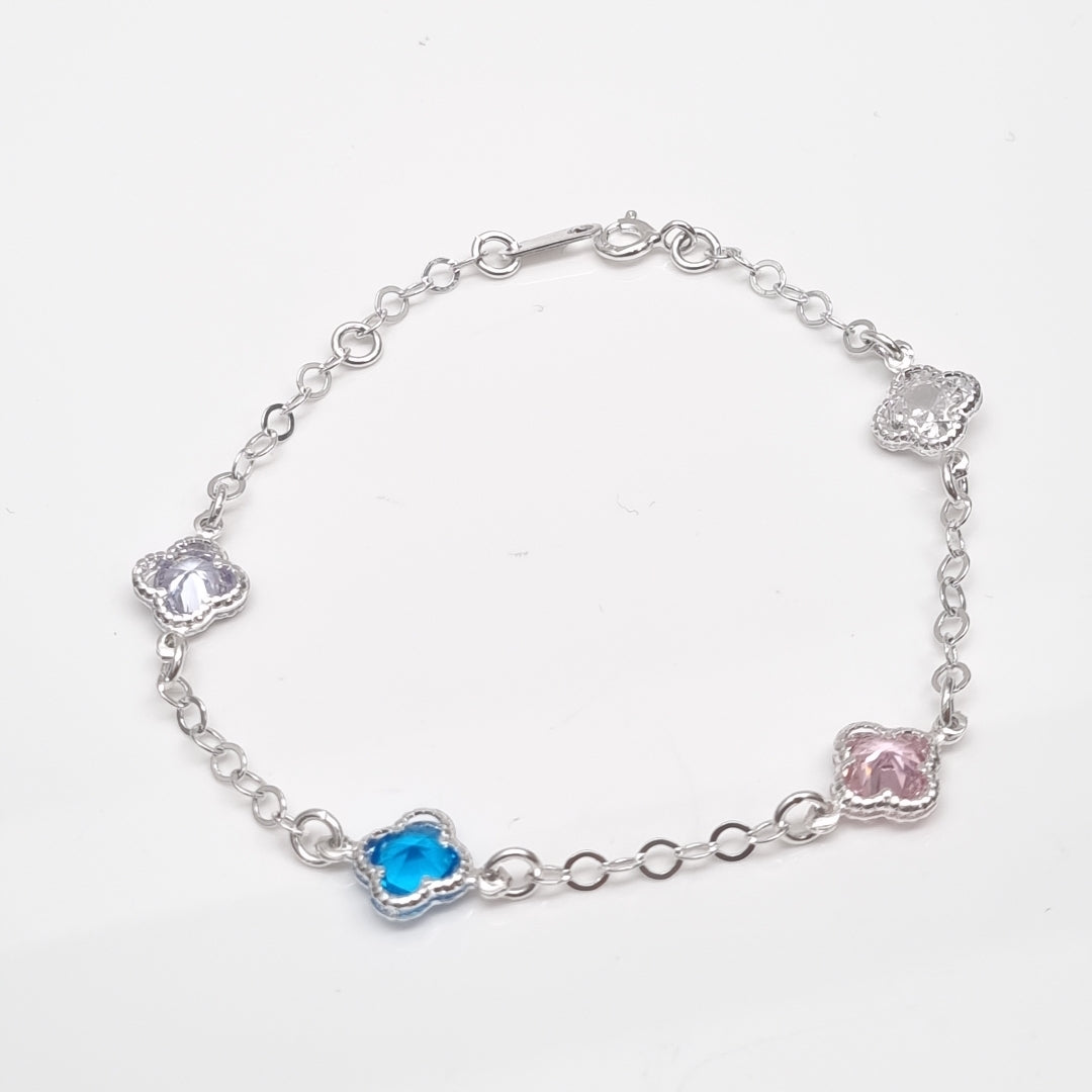 PULSERA ESPECIAL CON PIEDRAS DE COLOR PLATA .925 18 CM 3.32 GR (NUEVO)