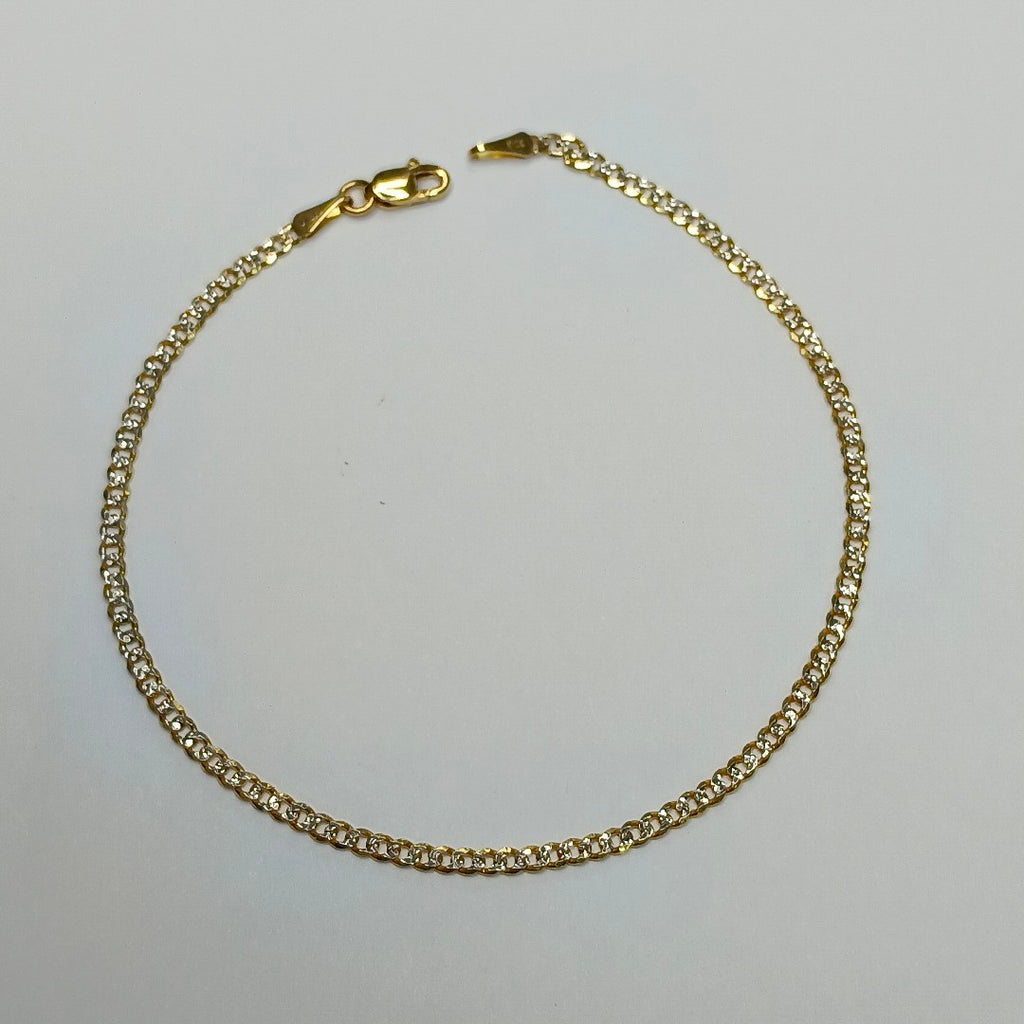 PULSERAS BARBADA DIAMANTADA ORO 14K 18 CM 2.5 GR (NUEVO)