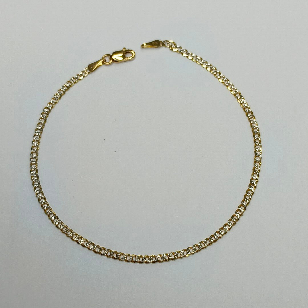 PULSERAS BARBADA DIAMANTADA ORO 14K 18 CM 2.5 GR (NUEVO)