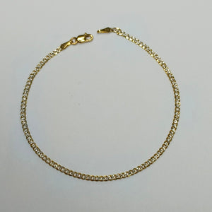 PULSERAS BARBADA DIAMANTADA ORO 14K 18 CM 2.5 GR (NUEVO)