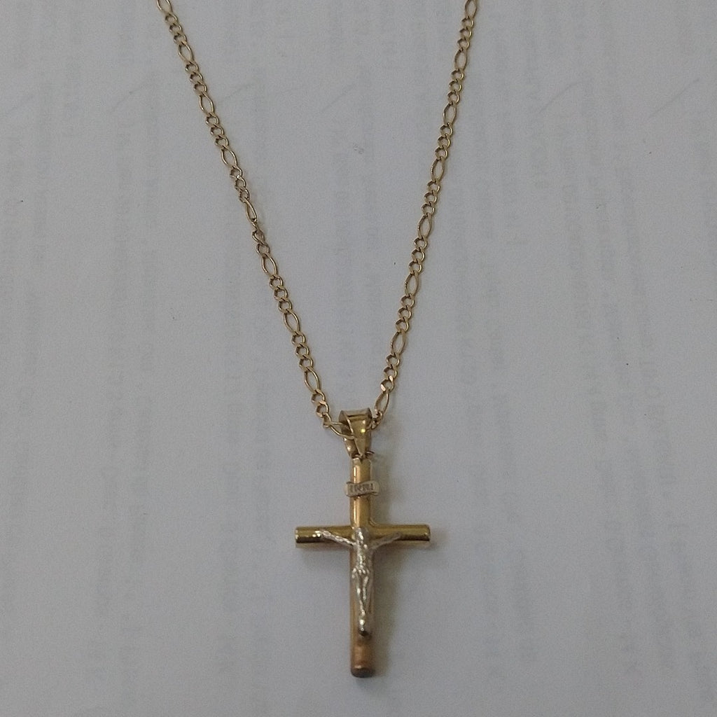 CADENA, CRUCIFIJO ORO, ORO COMBINADO 10 K 2.6 GRMS (SEMINUEVO)