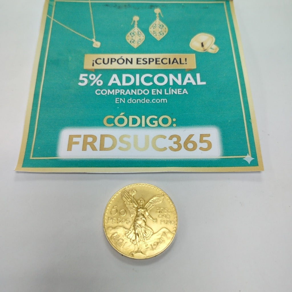 K1 41.6 GRMS 21 K IDENTIFICACIÓN MONEDA NOMINATIVA MONEDAS PESOS 50 PESOS (SEMINUEVO)