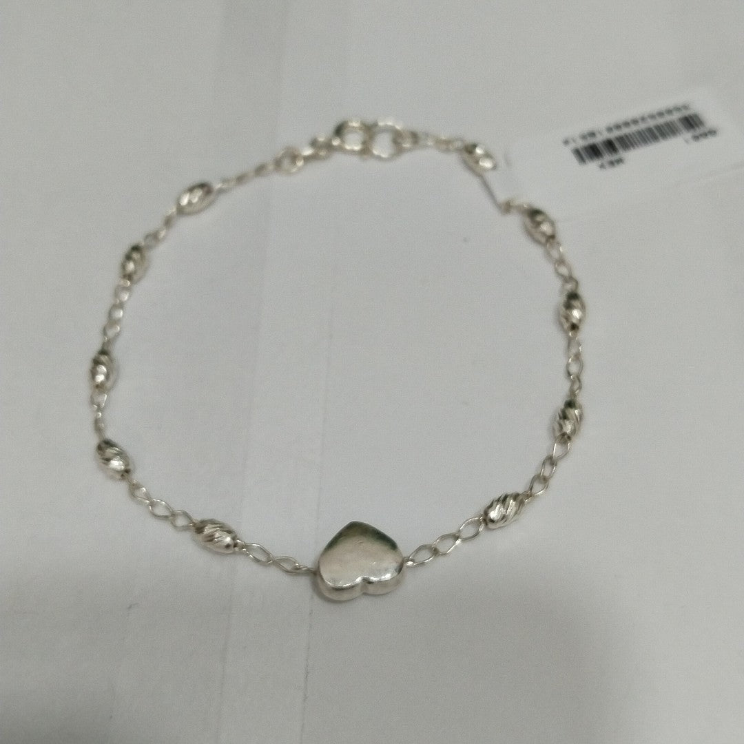PULSERA TEJIDO CORAZON PLATA .925 18 CM 3.4 GR (NUEVO)