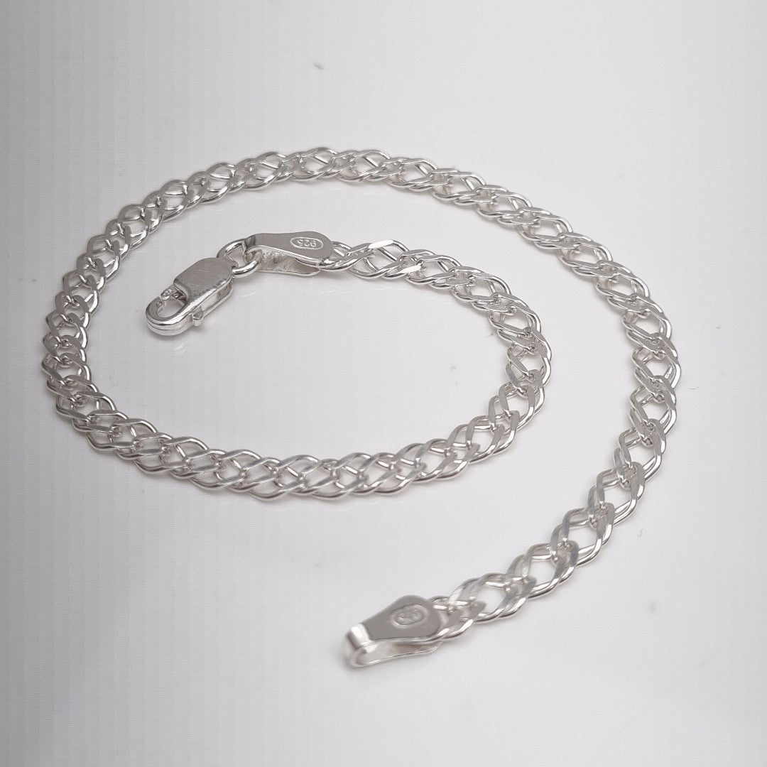 PULSERA DOBLE ESLABON PLATA .925 21 CM 3.63 GR (NUEVO)