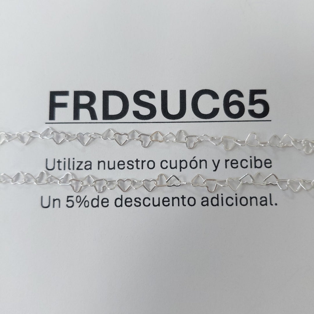 CADENA CORAZONES PLATA .925 50 CM 2.52 GR (NUEVO)