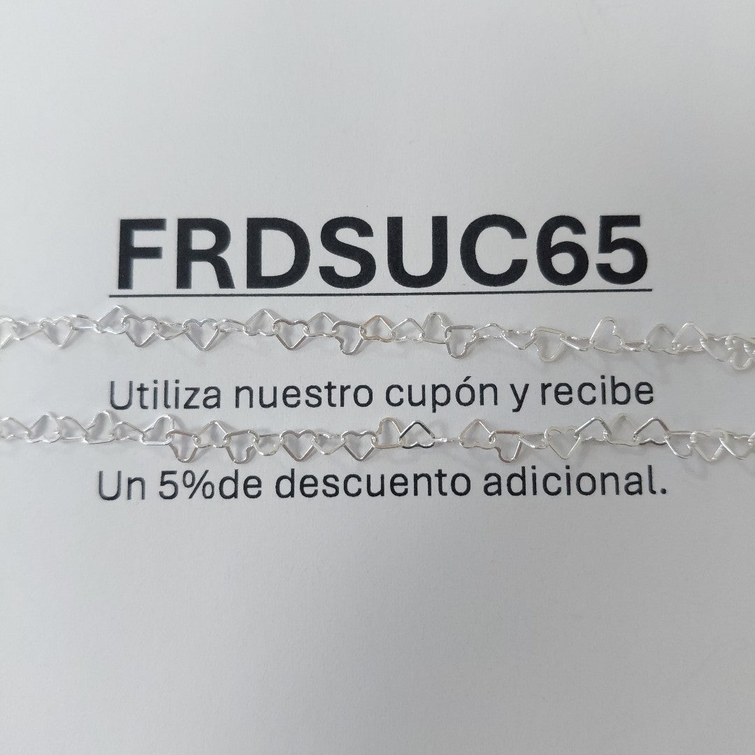 CADENA CORAZONES PLATA .925 50 CM 2.52 GR (NUEVO)