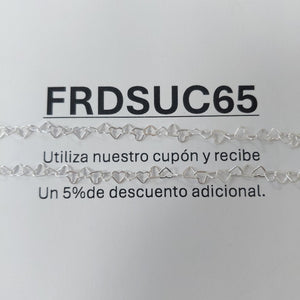 CADENA CORAZONES PLATA .925 50 CM 2.52 GR (NUEVO)