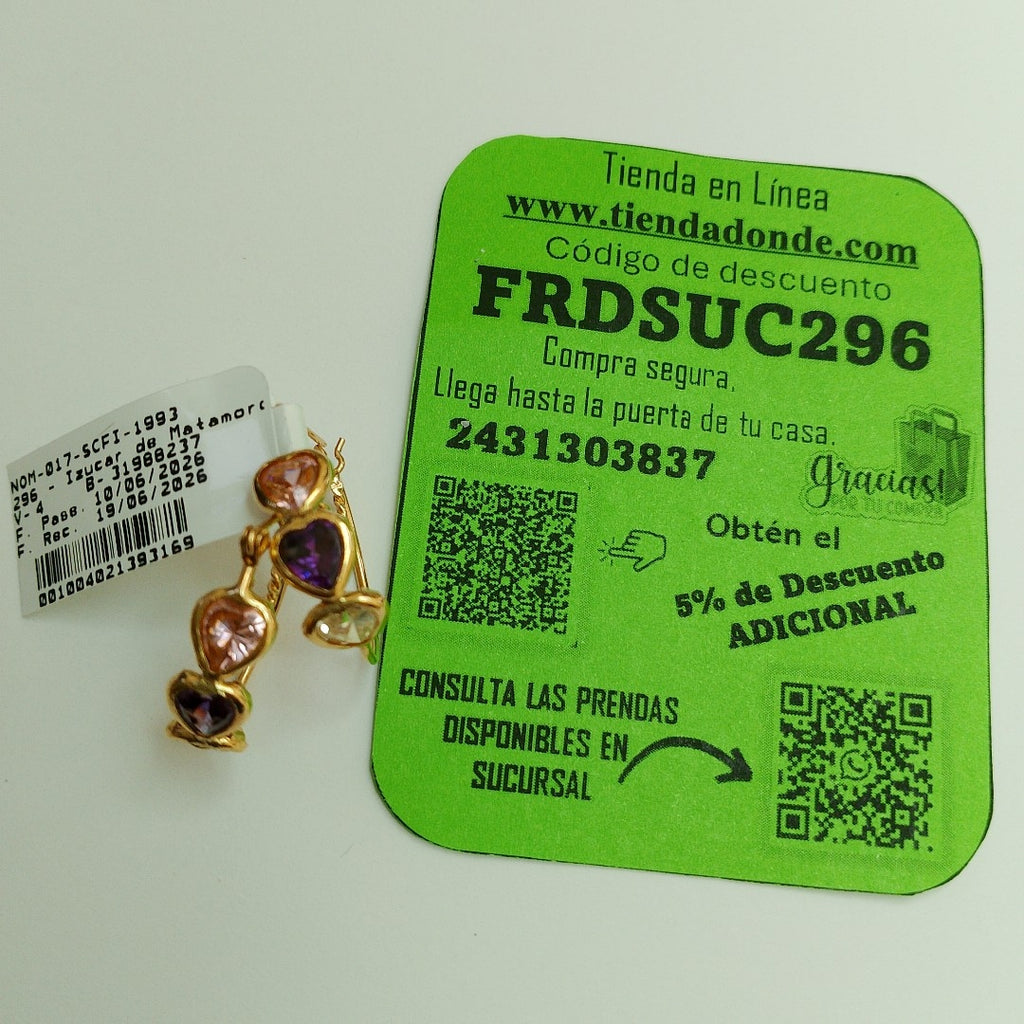 ARETES PAR ORO 14 K 3,50 GRMS (SEMINUEVO)