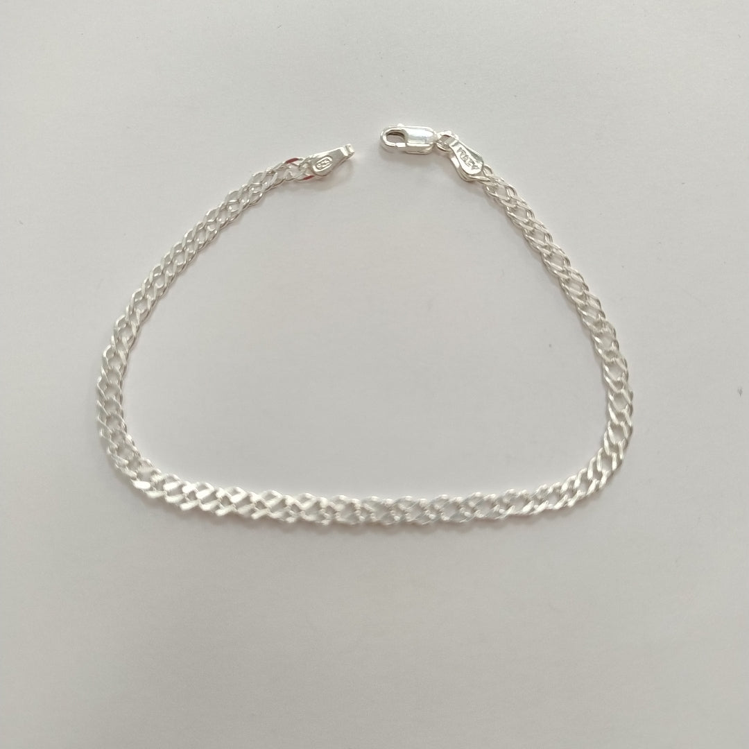 PULSERA DOBLE ESLABON PLATA .925 18 CM 3.63 GR (NUEVO)