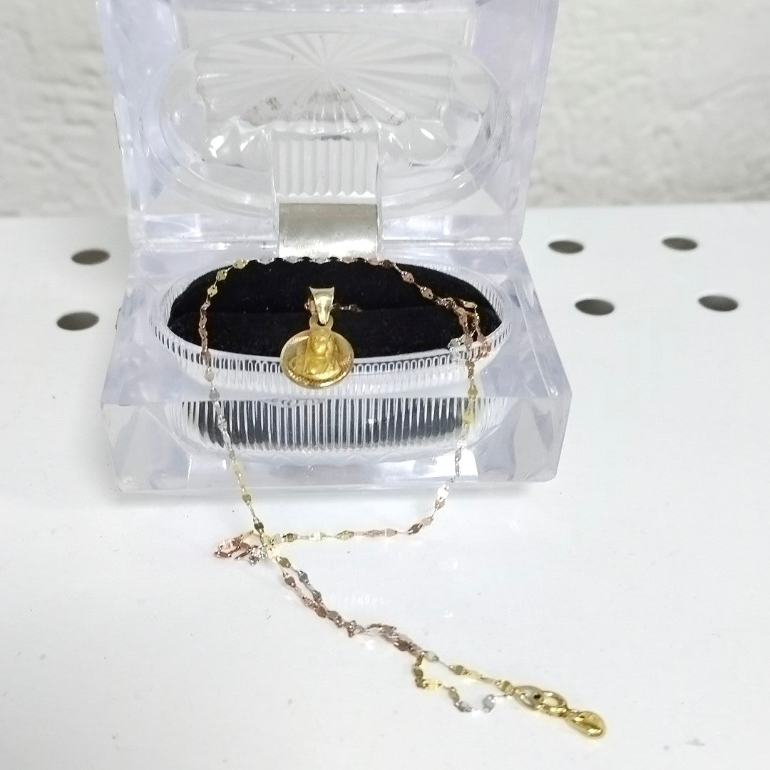 CADENA,MEDALLA RELIGIOSA ORO 14 K 1,60 GRMS (SEMINUEVO)