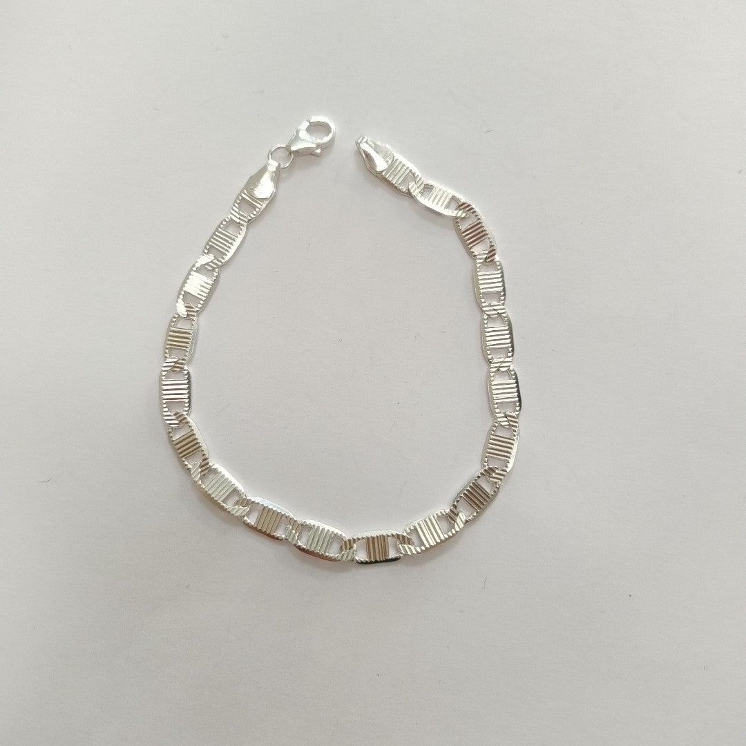 PULSERA TEJIDO ESPEJO PLATA .925 21 CM 7.5 GR (NUEVO)