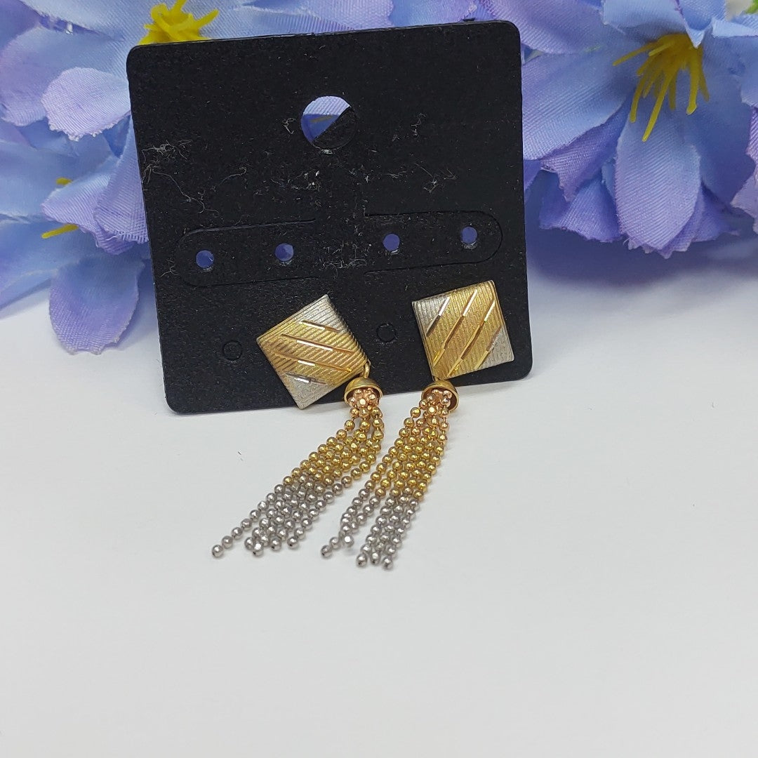 ARETES PAR ORO COMBINADO 14 K 3,10 GRMS (SEMINUEVO)