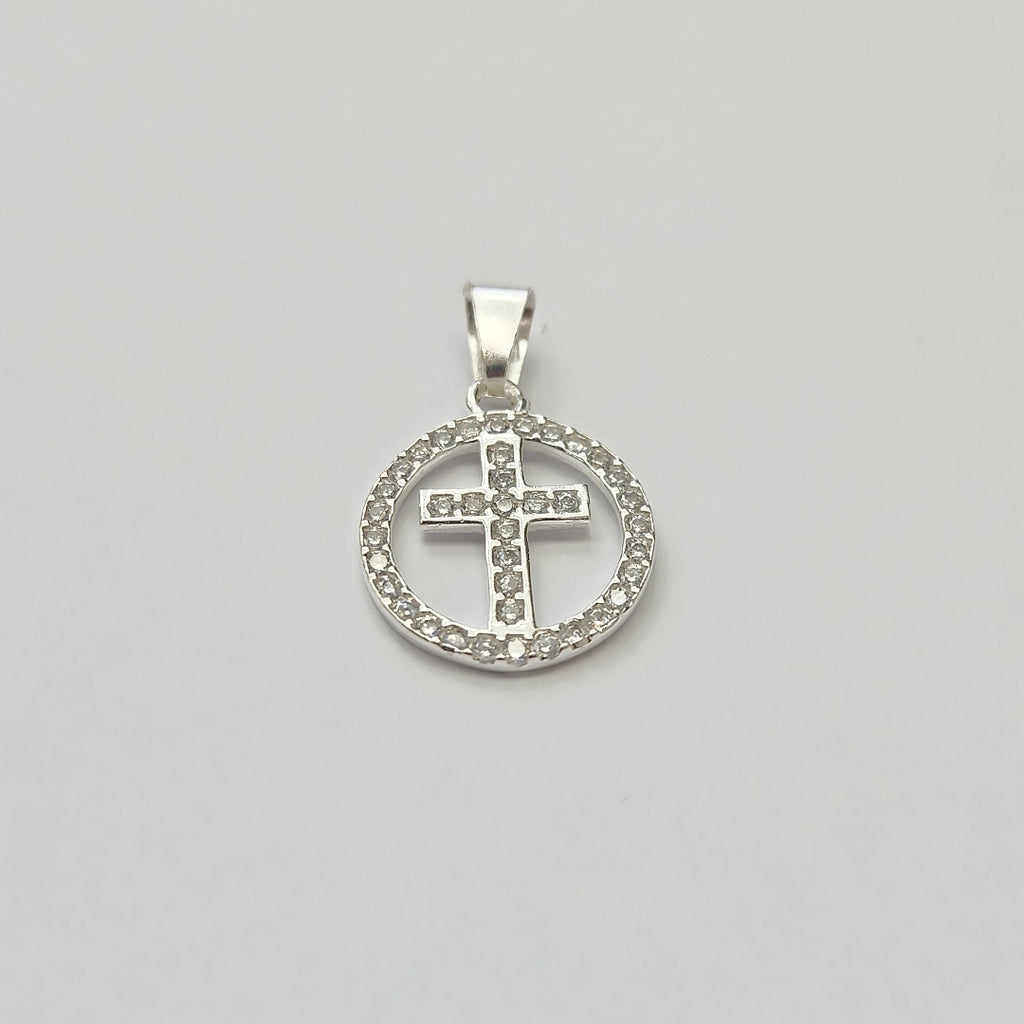 DIJE CRUZ C/CIRCONIAS PLATA .925 2.3 GR (NUEVO)