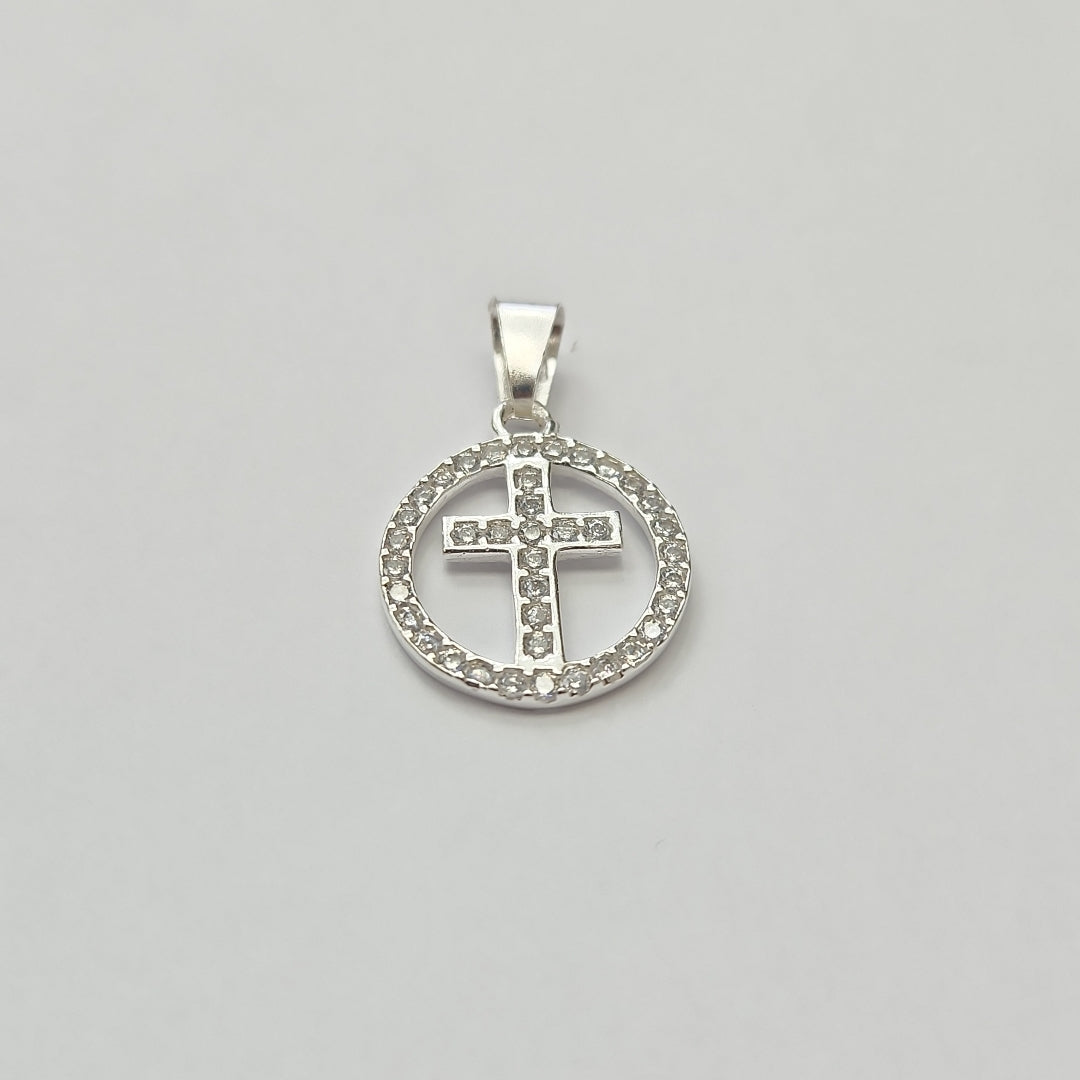 DIJE CRUZ C/CIRCONIAS PLATA .925 2.3 GR (NUEVO)