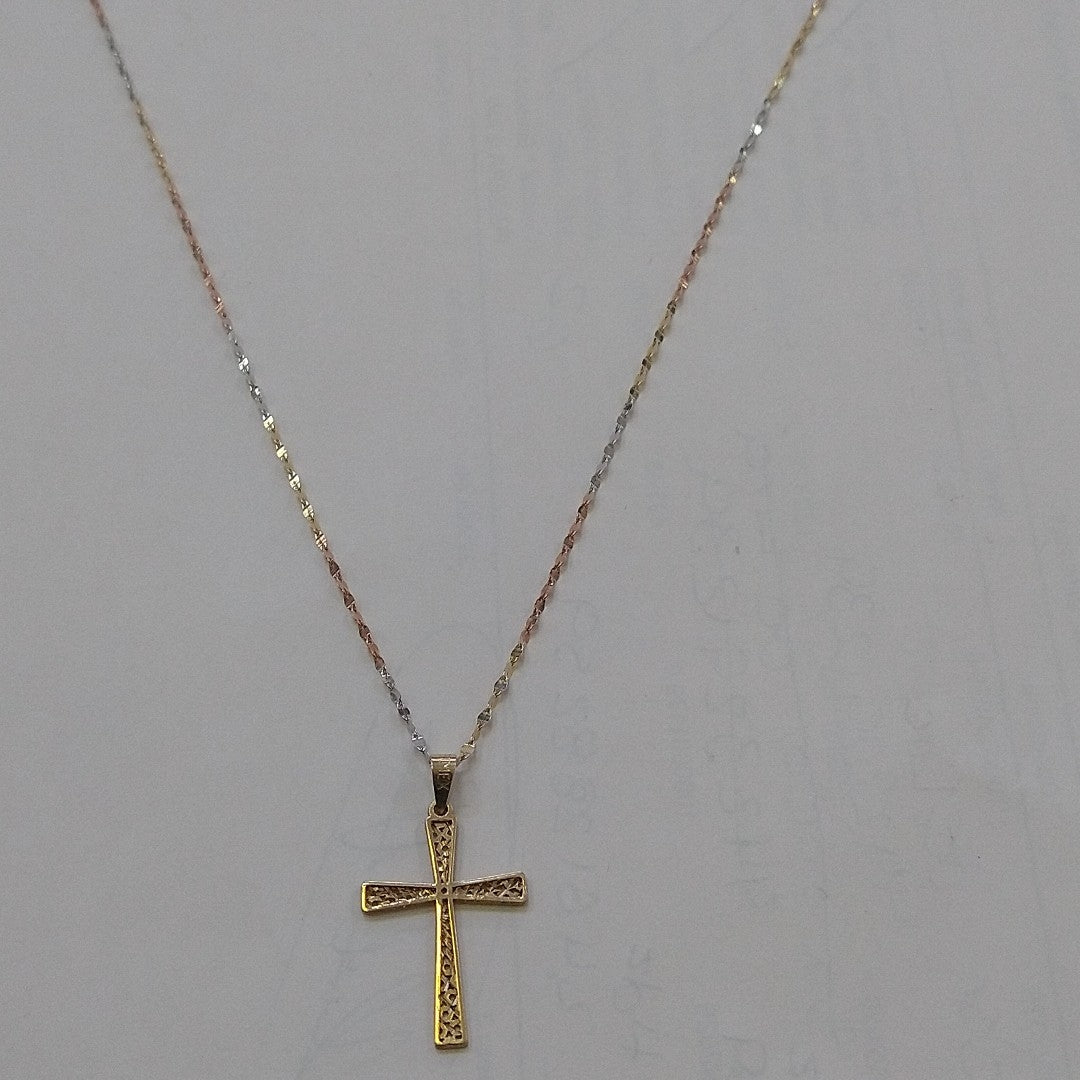CADENA, CRUZ ORO, ORO COMBINADO 10 K 1.4 GRMS (SEMINUEVO)