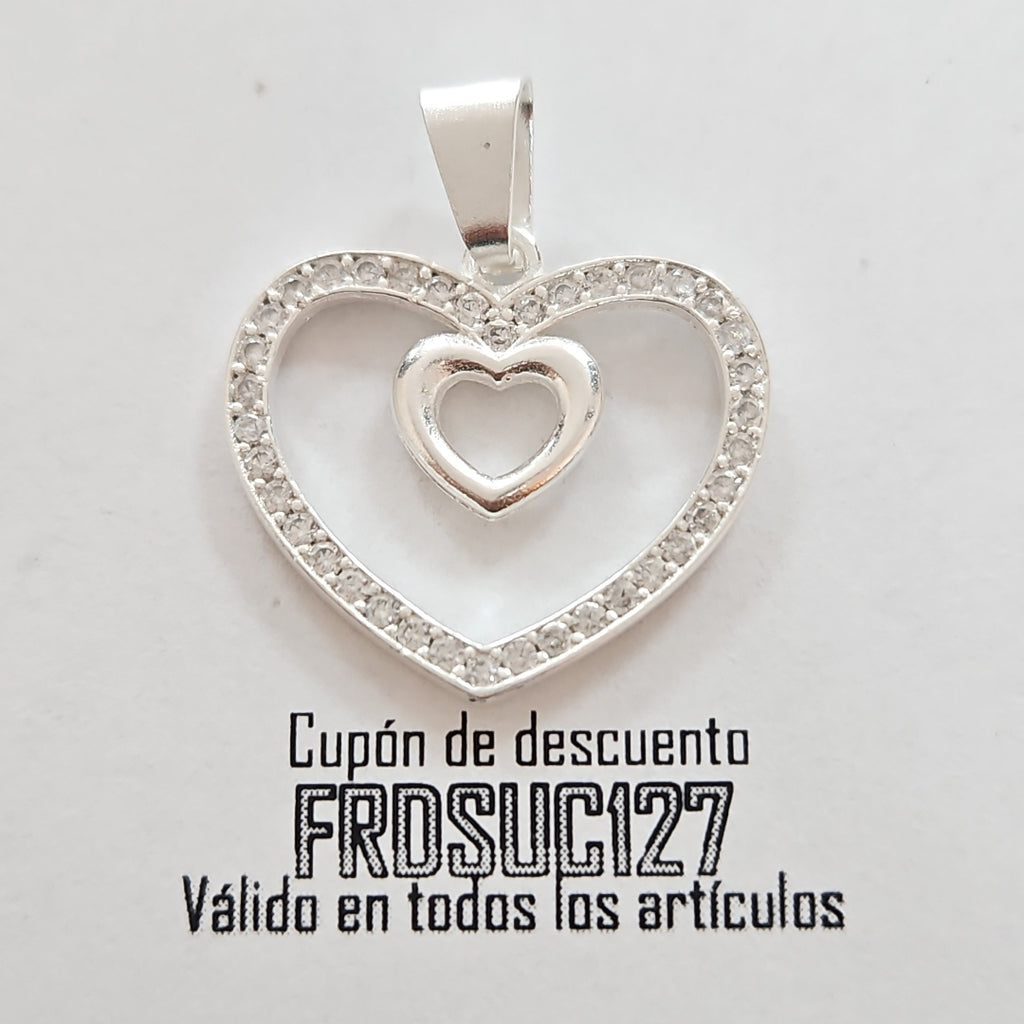 DIJE CORAZON C/CIRCONIAS PLATA .925 2.7 GR (NUEVO)