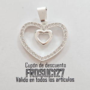 DIJE CORAZON C/CIRCONIAS PLATA .925 2.7 GR (NUEVO)