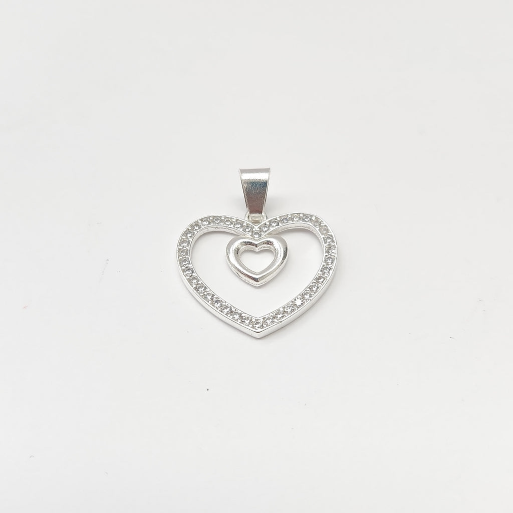 DIJE CORAZON C/CIRCONIAS PLATA .925 2.7 GR (NUEVO)