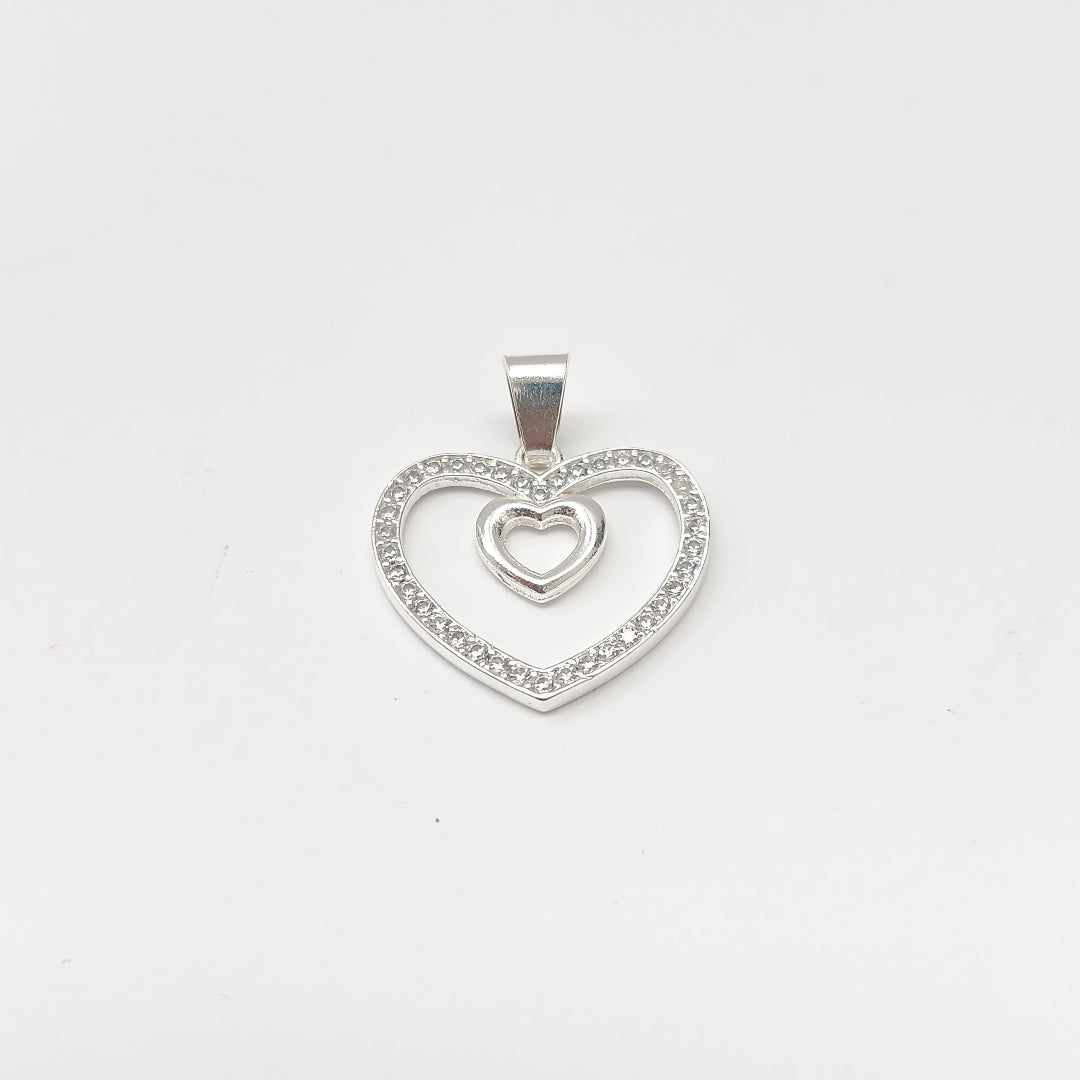 DIJE CORAZON C/CIRCONIAS PLATA .925 2.7 GR (NUEVO)