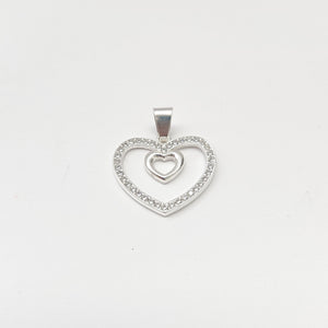 DIJE CORAZON C/CIRCONIAS PLATA .925 2.7 GR (NUEVO)