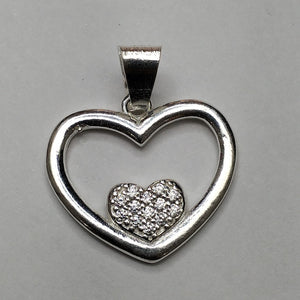 DIJE CORAZON C/CIRCONIAS PLATA .925 2.6 GR (NUEVO)