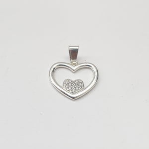 DIJE CORAZON C/CIRCONIAS PLATA .925 2.5 GR (NUEVO)