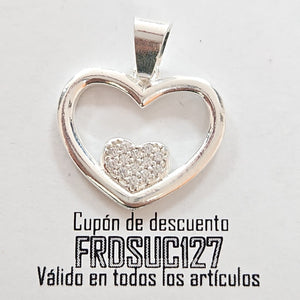 DIJE CORAZON C/CIRCONIAS PLATA .925 2.7 GR (NUEVO)