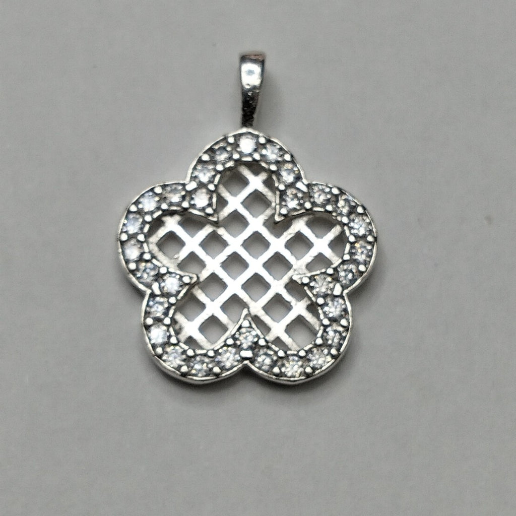 DIJE FLOR CON CIRCONIAS PLATA .925 1.7 GR (NUEVO)