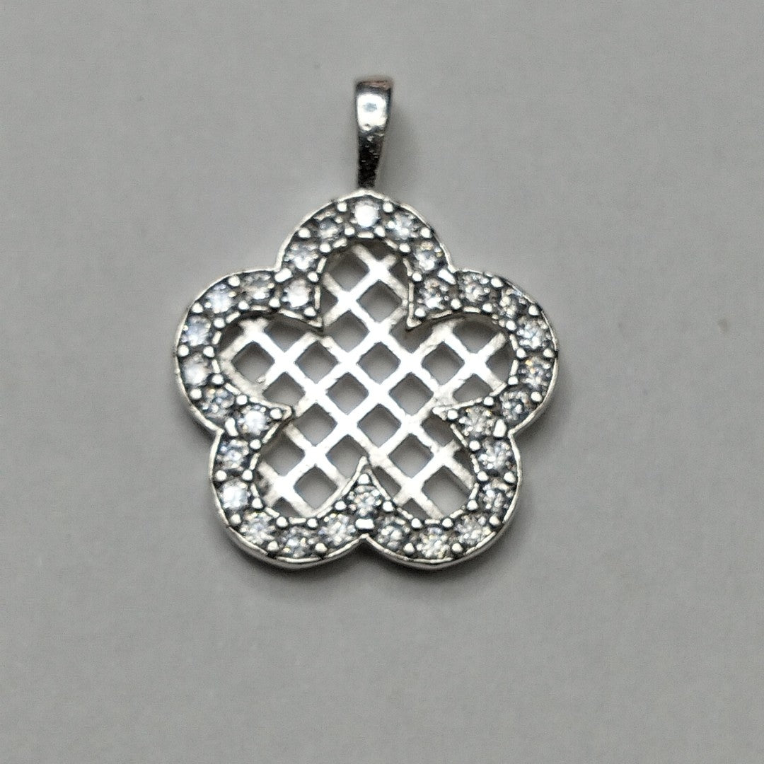 DIJE FLOR CON CIRCONIAS PLATA .925 1.7 GR (NUEVO)