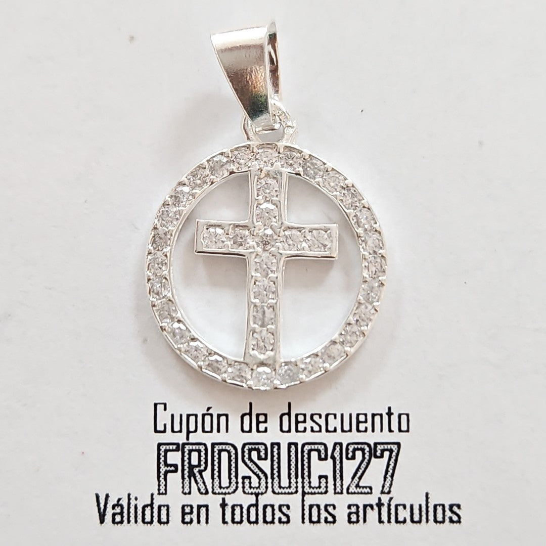 DIJE CRUZ C/CIRCONIAS PLATA .925 2.5 GR (NUEVO)