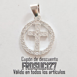 DIJE CRUZ C/CIRCONIAS PLATA .925 2.5 GR (NUEVO)