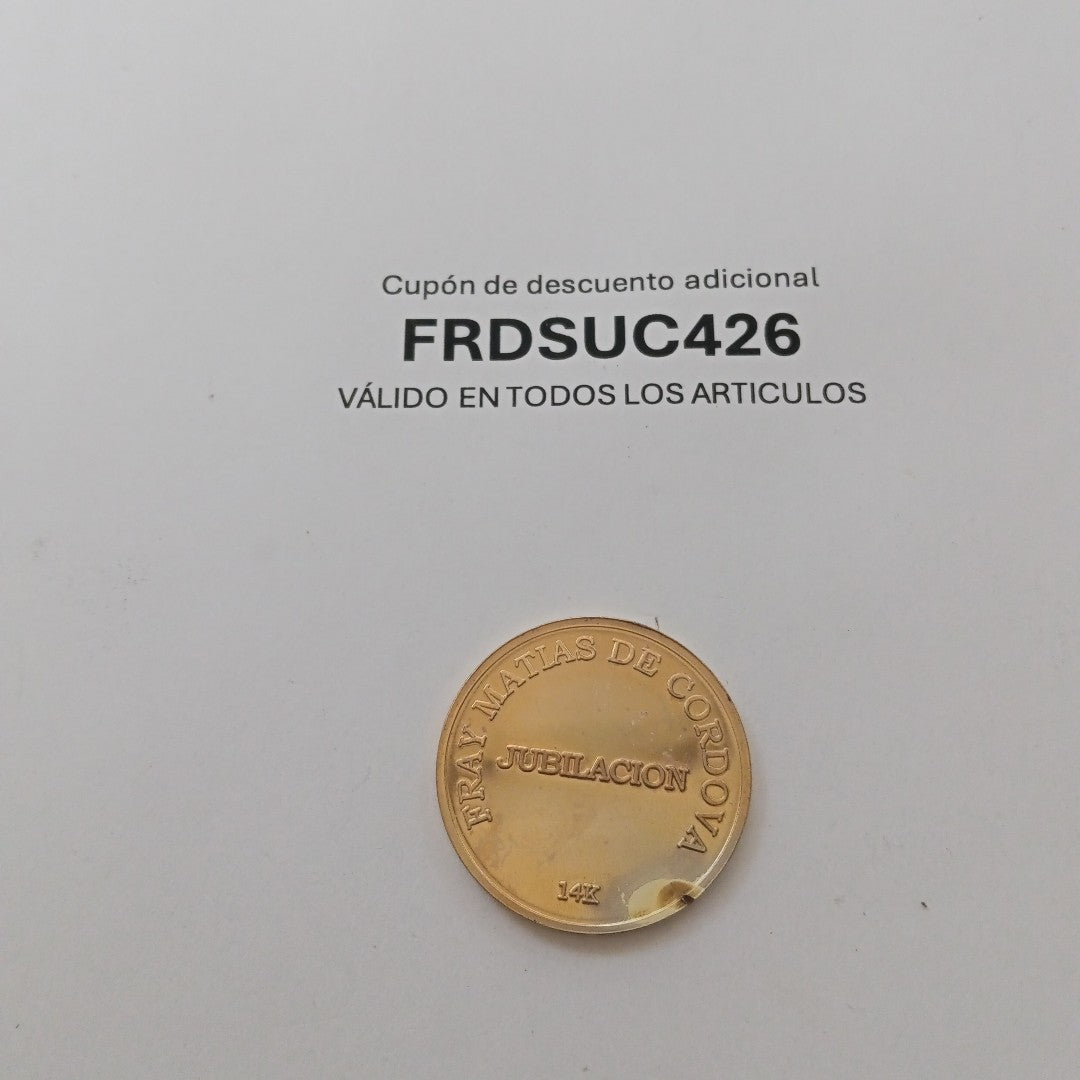 MEDALLA CONMEMORATIVA ORO 14 K 16.1 GRMS (SEMINUEVO)