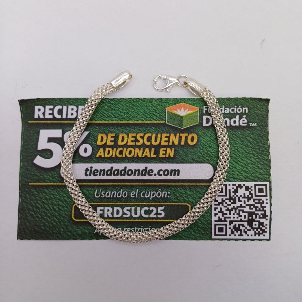 PULSERA TEJIDO ESPECIAL PLATA .925 18 CM 4.9 GR (NUEVO)