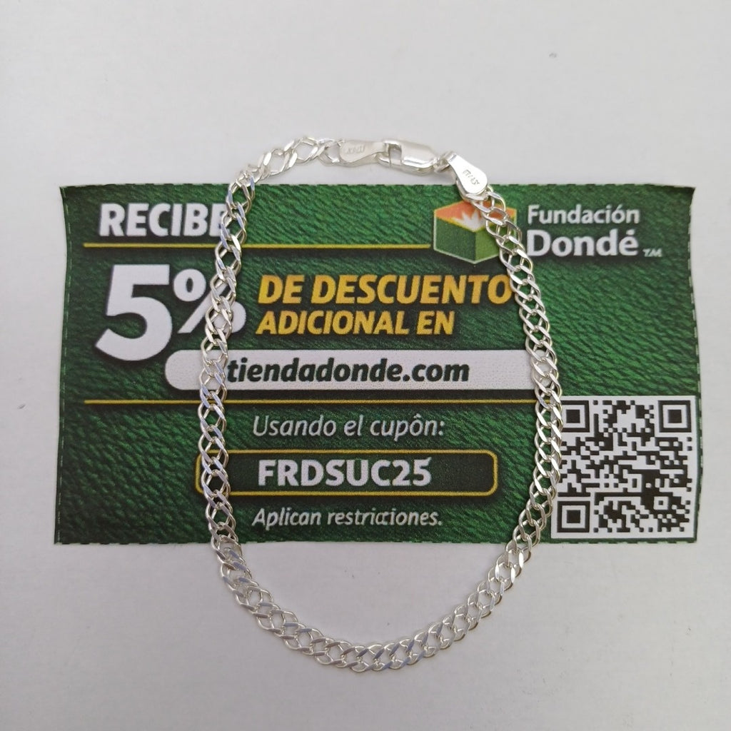 PULSERA DOBLE ESLABON PLATA .925 18 CM 3.53 GR (NUEVO)