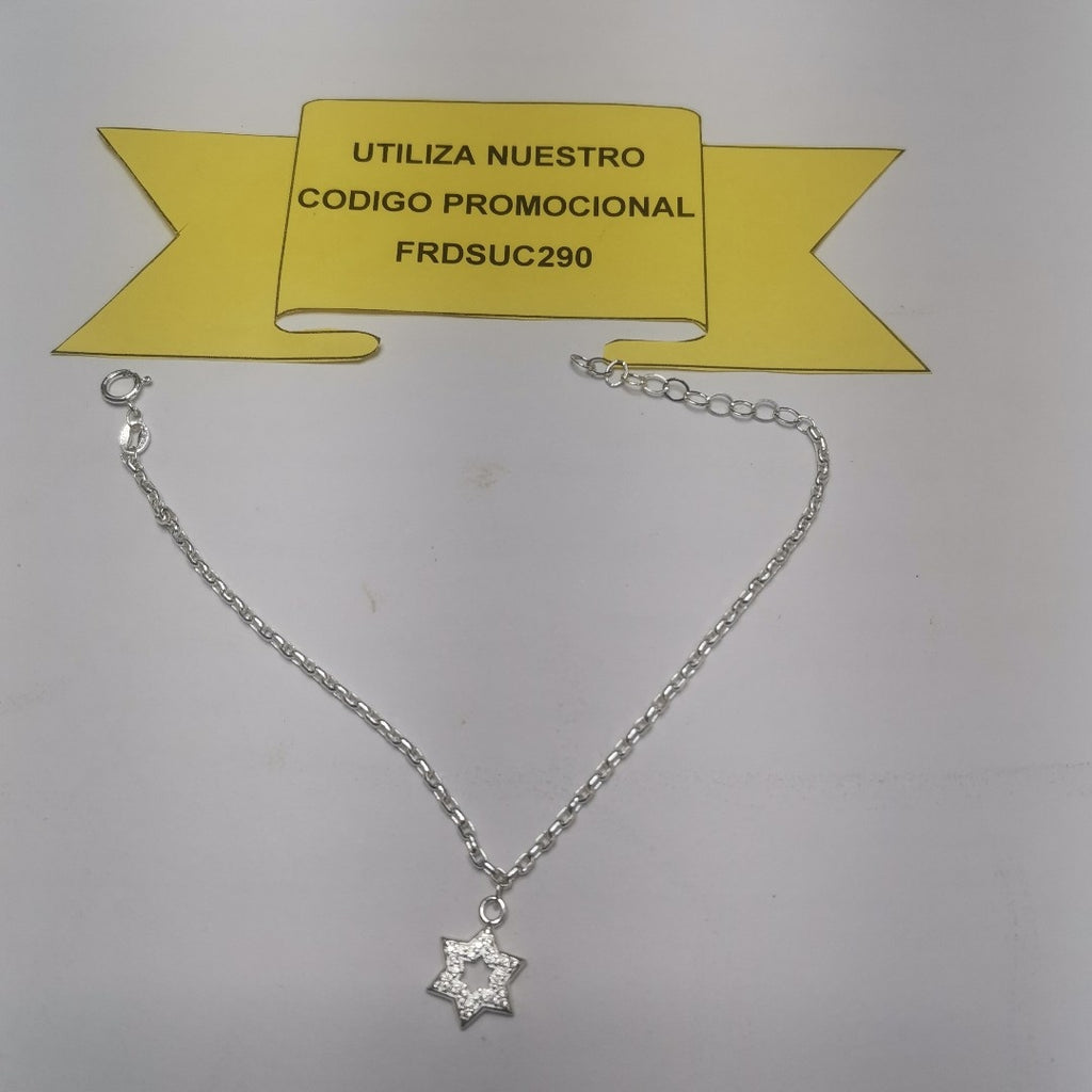 PULSERA TEJIDO ESPECIAL CON DIJE DE ESTRELLA CON CIRCONIAS PLATA .925 18 CM 2.5 GR (NUEVO)