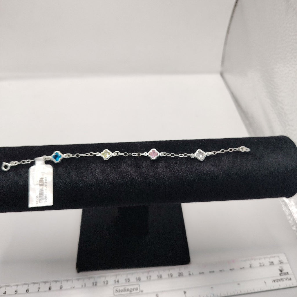 PULSERA ESPECIAL CON PIEDRAS DE COLOR PLATA .925 18 CM 3.42 GR (NUEVO)