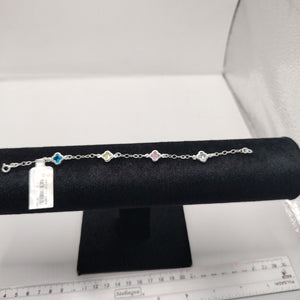 PULSERA ESPECIAL CON PIEDRAS DE COLOR PLATA .925 18 CM 3.42 GR (NUEVO)