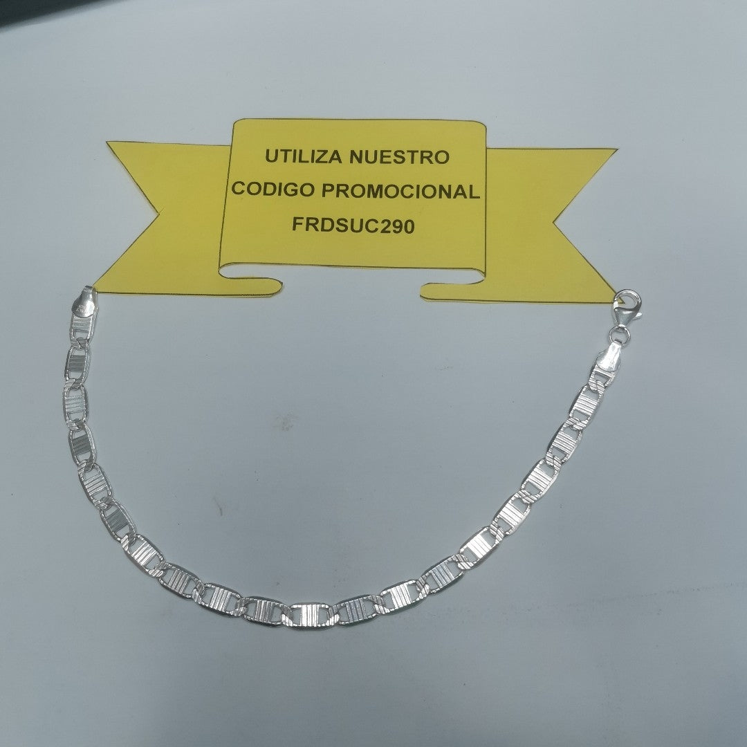 PULSERA TEJIDO ESPEJO PLATA .925 21 CM 7.8 GR (NUEVO)