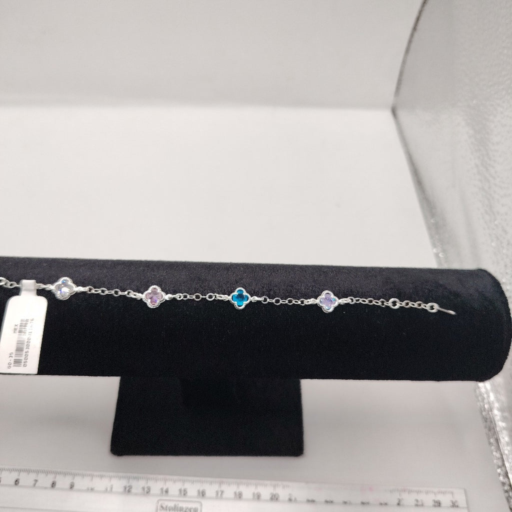 PULSERA ESPECIAL CON PIEDRAS DE COLOR PLATA .925 18 CM 3.42 GR (NUEVO)