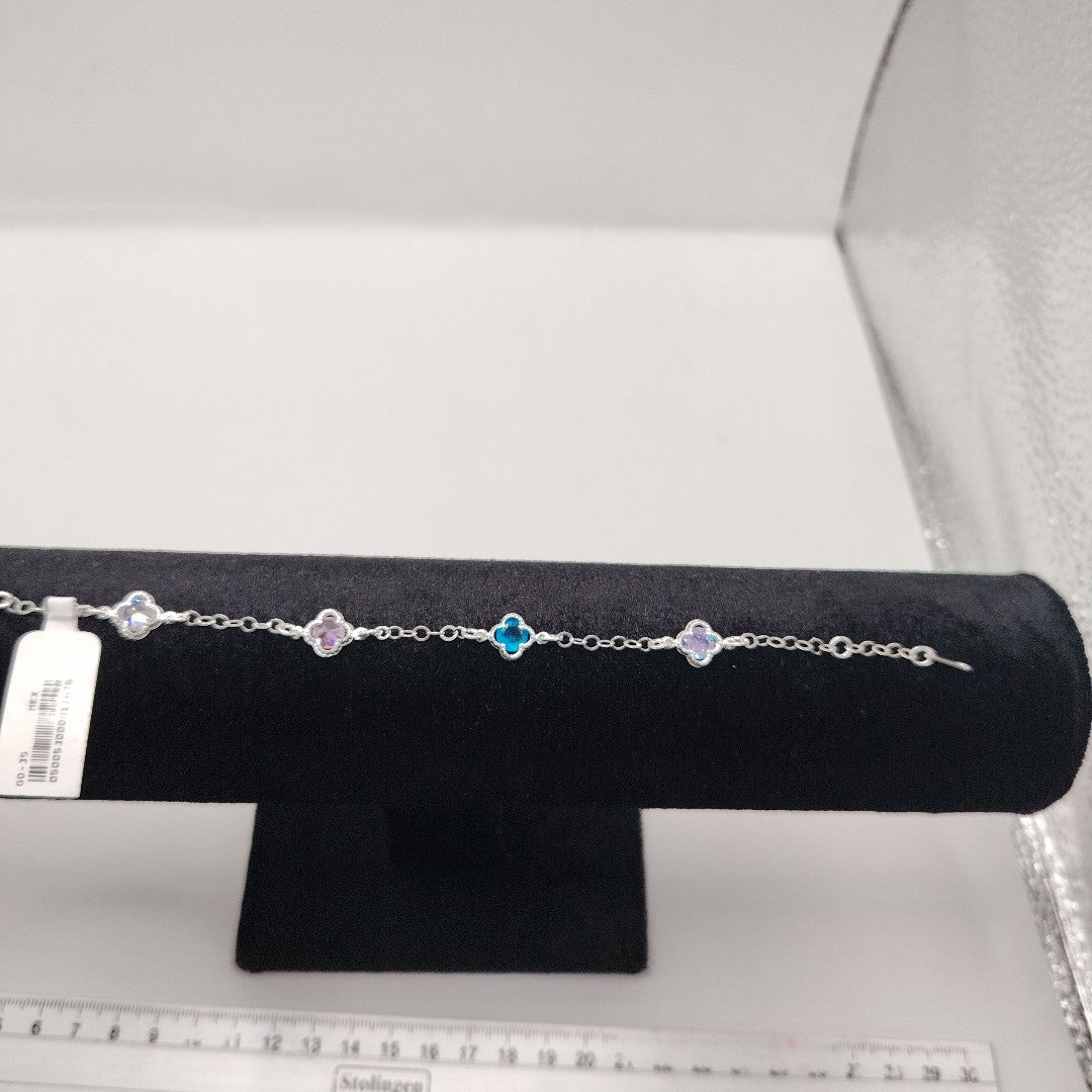 PULSERA ESPECIAL CON PIEDRAS DE COLOR PLATA .925 18 CM 3.42 GR (NUEVO)