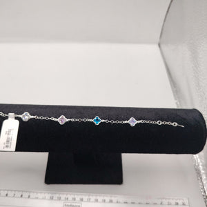 PULSERA ESPECIAL CON PIEDRAS DE COLOR PLATA .925 18 CM 3.42 GR (NUEVO)