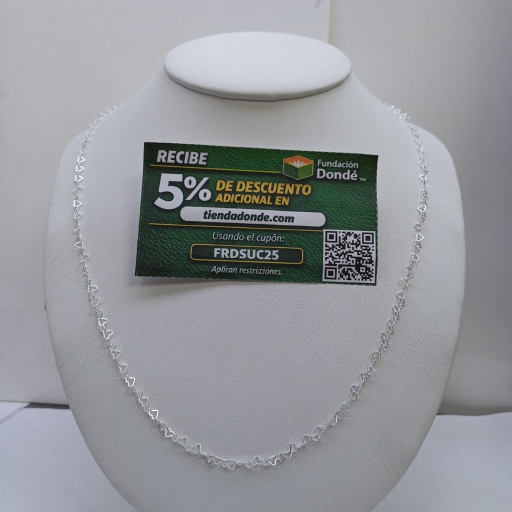 CADENA CORAZONES PLATA .925 60 CM 3.02 GR (NUEVO)