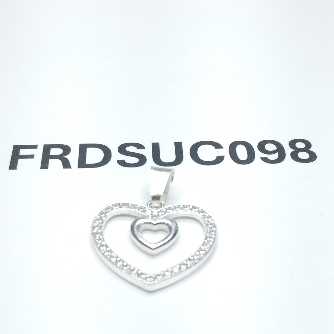 DIJE CORAZON C/CIRCONIAS PLATA .925 2.7 GR (NUEVO)