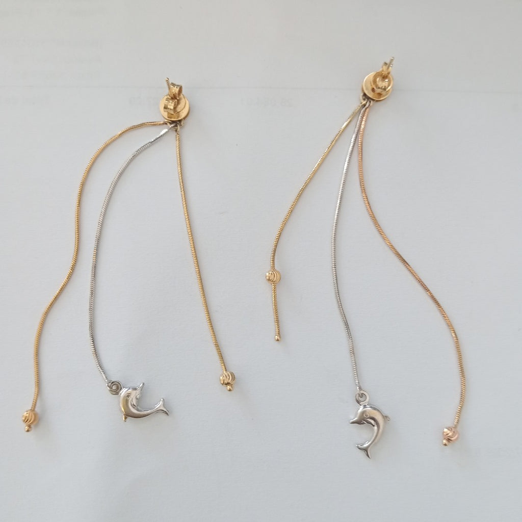 ARETES PAR ORO COMBINADO 14 K 4,90 GRMS (SEMINUEVO)
