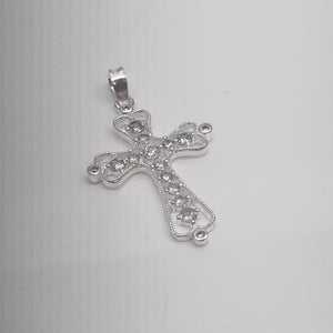 DIJE CRUZ TIPO FILIGRANA CON CIRCONIAS PLATA .925 2.5 GR (NUEVO)