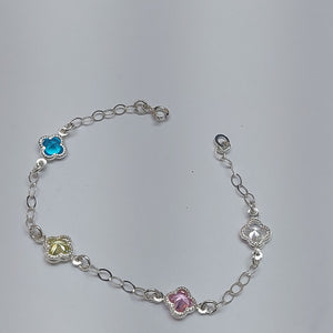 PULSERA ESPECIAL CON PIEDRAS DE COLOR PLATA .925 18 CM 3.42 GR (NUEVO)