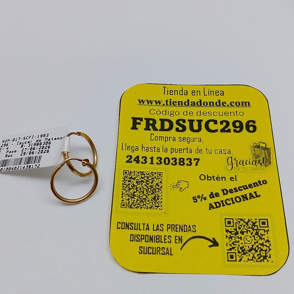 ARRACADAS PAR ORO 10 K 1,00 GRMS (SEMINUEVO)