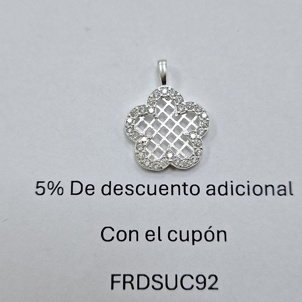 DIJE FLOR CON CIRCONIAS PLATA .925 1.8 GR (NUEVO)