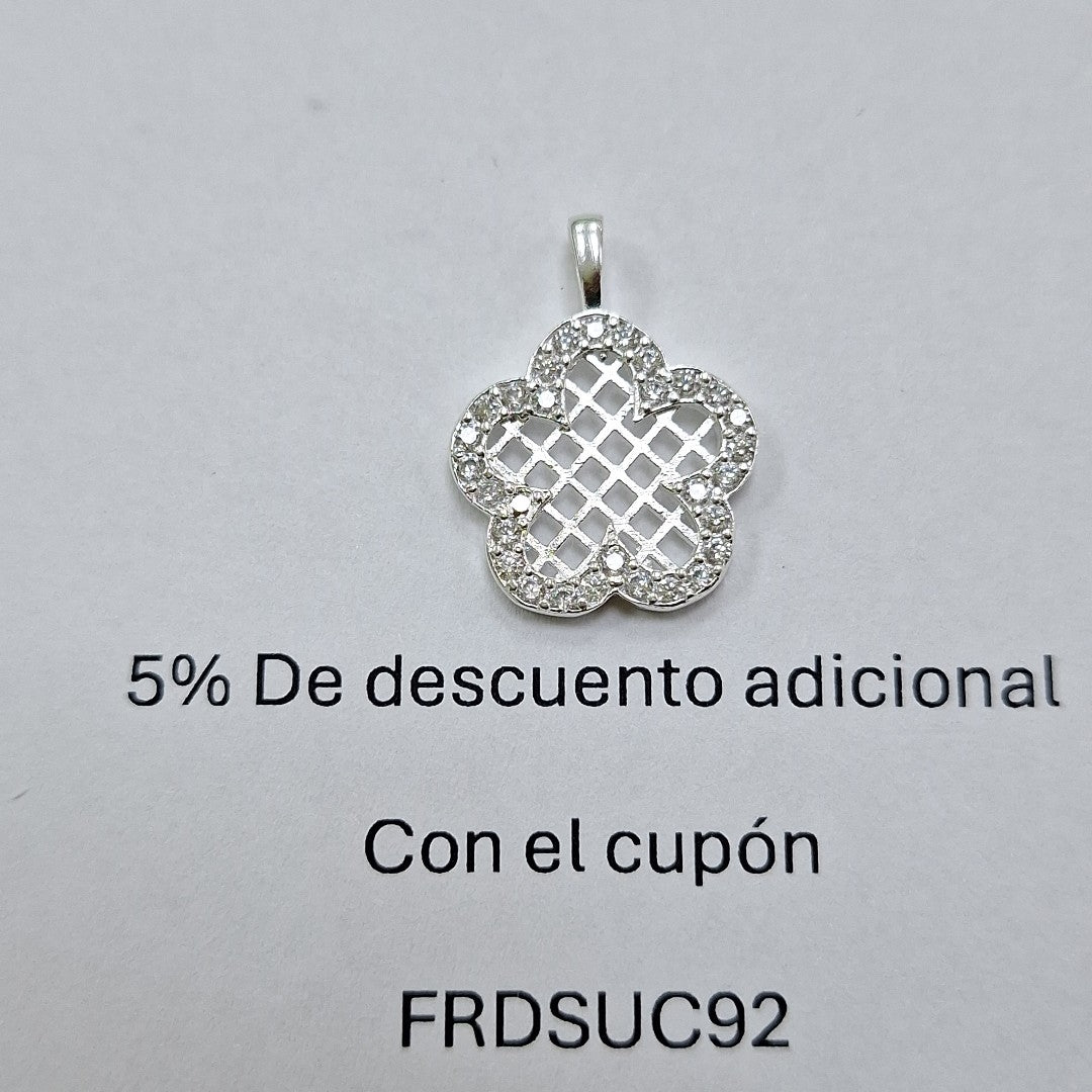 DIJE FLOR CON CIRCONIAS PLATA .925 1.8 GR (NUEVO)