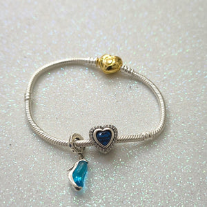 PULSERA TEJIDO ARTICULADA CON CHARMS PLATA .925 18 CM 17.1 GR (NUEVO)